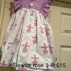 Eleanor Rose Purple and White Floral Cross-Print Dress